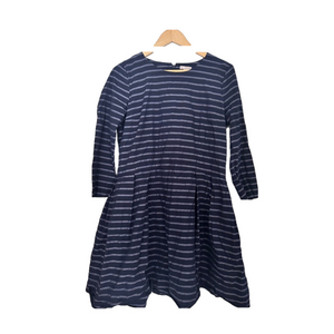 Gap Striped Dress Size 12 Blue 3/4 sleeve FIT and flare NAVY STRIPE